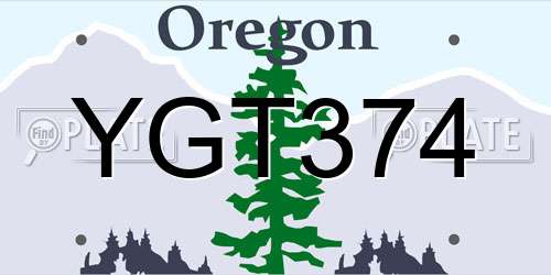 YGT374 Oregon License Plate