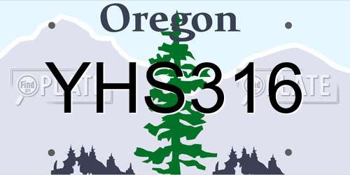 YHS316 Oregon License Plate