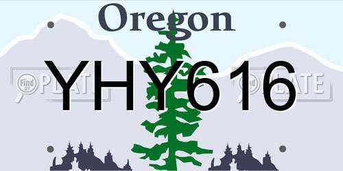 YHY616 Oregon License Plate