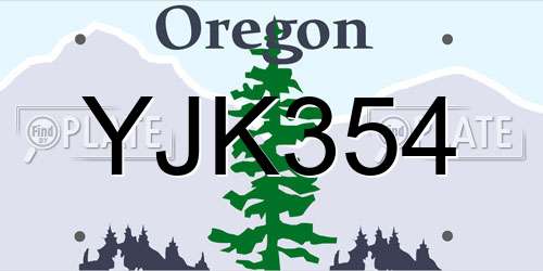 YJK354 Oregon License Plate