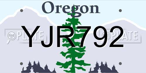 YJR792 Oregon License Plate