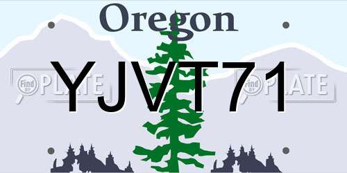 YJVT71 Oregon License Plate