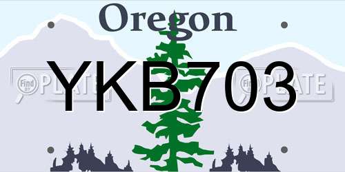 YKB703 Oregon License Plate