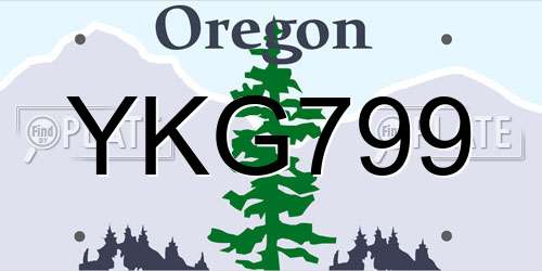 YKG799 Oregon License Plate