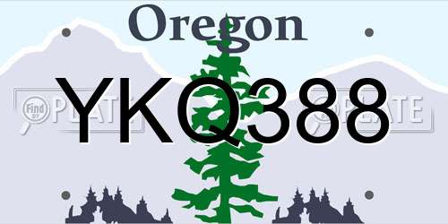 YKQ388 Oregon License Plate