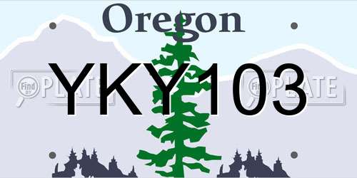 YKY103 Oregon License Plate
