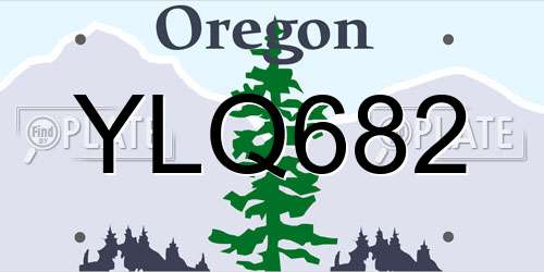 YLQ682 Oregon License Plate