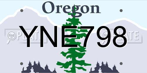 YNE798 Oregon License Plate