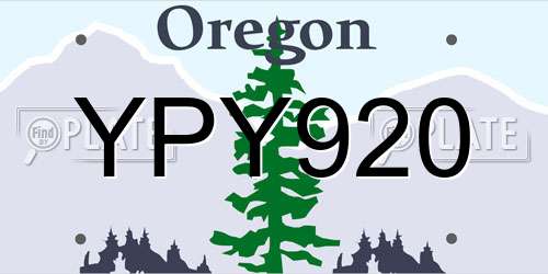 YPY920 Oregon License Plate