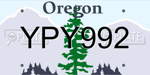 YPY992 Oregon License Plate