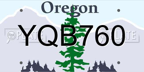 YQB760 Oregon License Plate