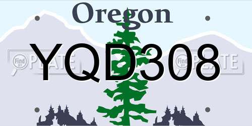 YQD308 Oregon License Plate