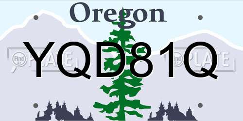 YQD81Q Oregon License Plate