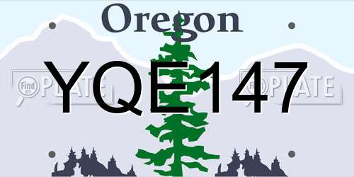 YQE147 Oregon License Plate