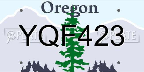 YQF423 Oregon License Plate