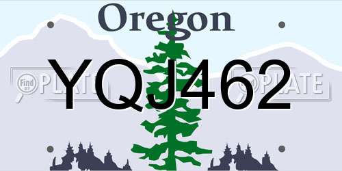 YQJ462 Oregon License Plate