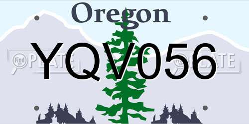 YQV056 Oregon License Plate