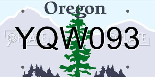 YQW093 Oregon License Plate