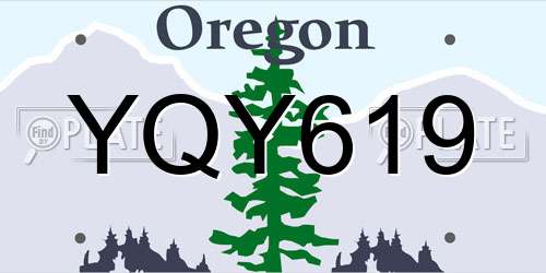 YQY619 Oregon License Plate