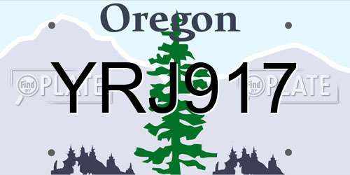 YRJ917 Oregon License Plate