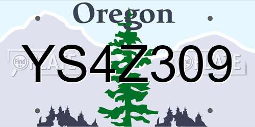 YS4Z309 Oregon License Plate