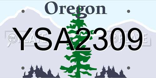 YSA2309 Oregon License Plate