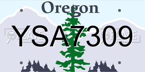 YSA7309 Oregon License Plate