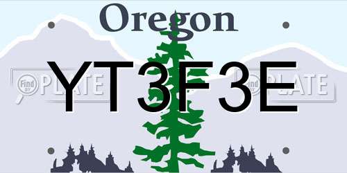 YT3F3E Oregon License Plate