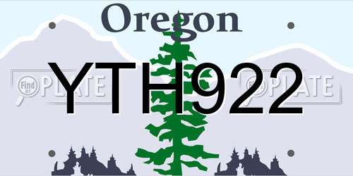 YTH922 Oregon License Plate