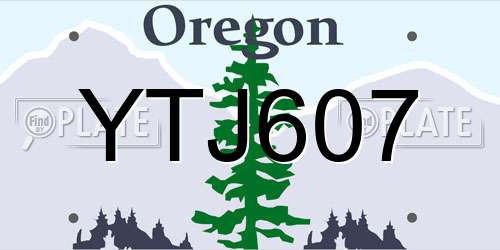 YTJ607 Oregon License Plate