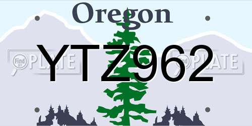 YTZ962 Oregon License Plate