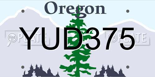 YUD375 Oregon License Plate