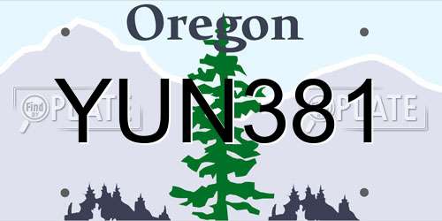 YUN381 Oregon License Plate