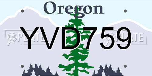 YVD759 Oregon License Plate