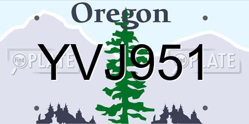 YVJ951 Oregon License Plate