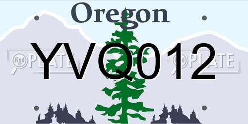 YVQ012 Oregon License Plate
