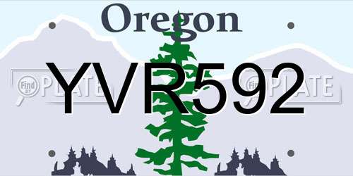 YVR592 Oregon License Plate