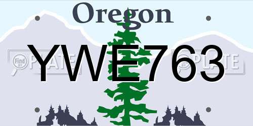 YWE763 Oregon License Plate