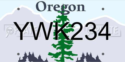 YWK234 Oregon License Plate