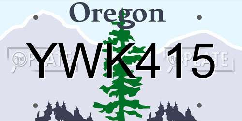 YWK415 Oregon License Plate