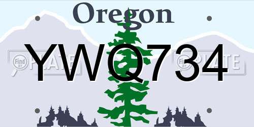 YWQ734 Oregon License Plate