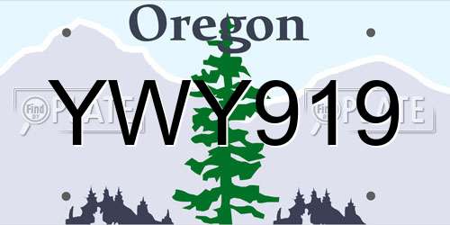 YWY919 Oregon License Plate