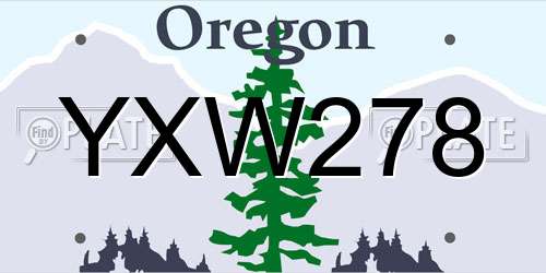 YXW278 Oregon License Plate