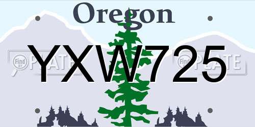 YXW725 Oregon License Plate