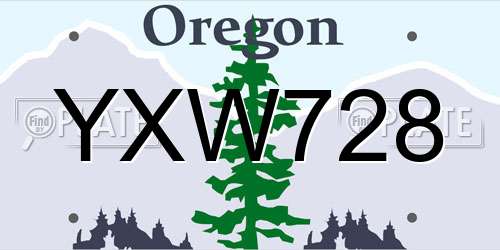 YXW728 Oregon License Plate