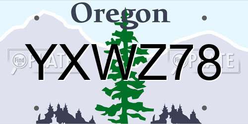 YXWZ78 Oregon License Plate