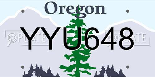 YYU648 Oregon License Plate
