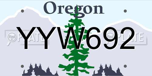 YYW692 Oregon License Plate