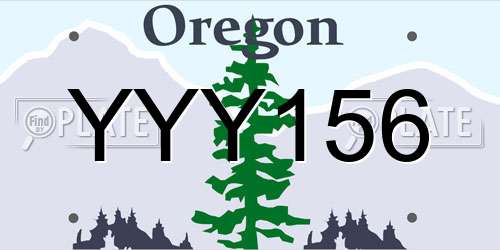 YYY156 Oregon License Plate