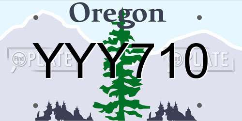 YYY710 Oregon License Plate